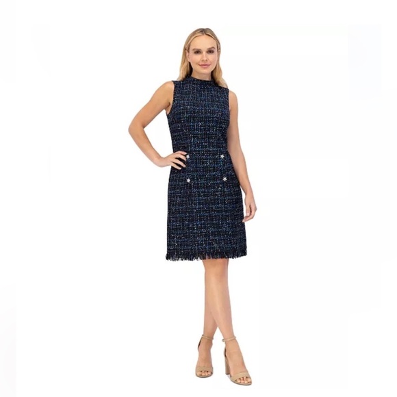 Eliza J Dresses & Skirts - Eliza J Women's Bouclé Faux-Pocket Fringe A-Line Dress NEW